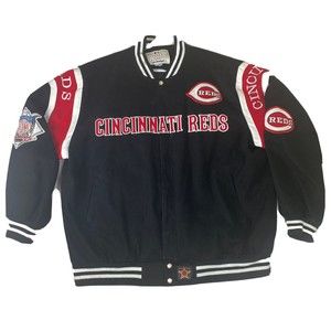 Vintage JH Design Cincinnati Reds  MLB Heavy Cotton Twill Jacket 3XL EUC BLACK